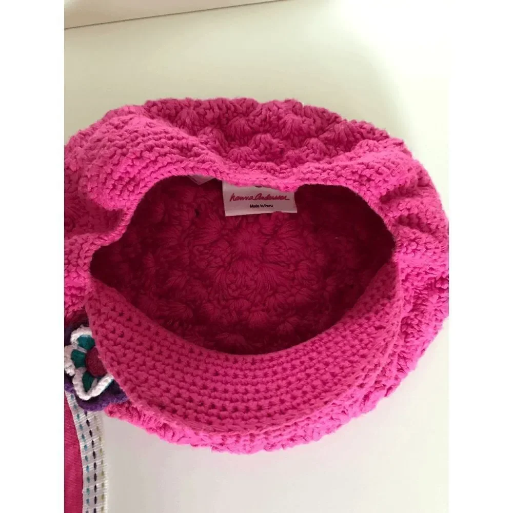 Hanna Andersson Girls Handmade Crochet Knit Bucket Hat Medium 100% Cotton